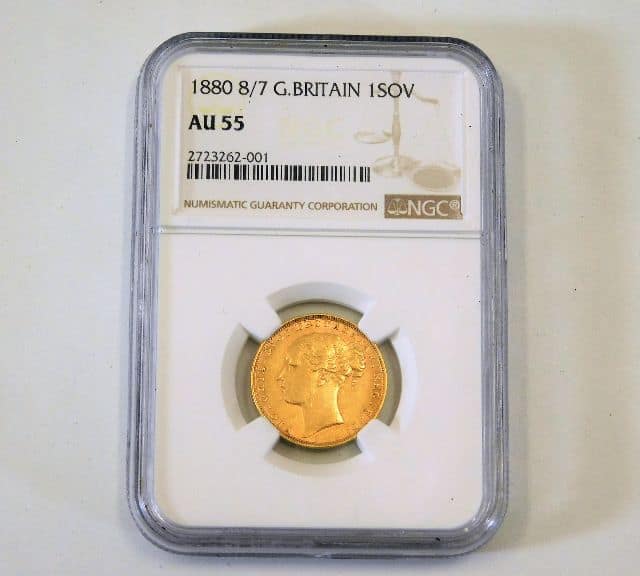 An 8 over 7 gold sovereign SOLD £500