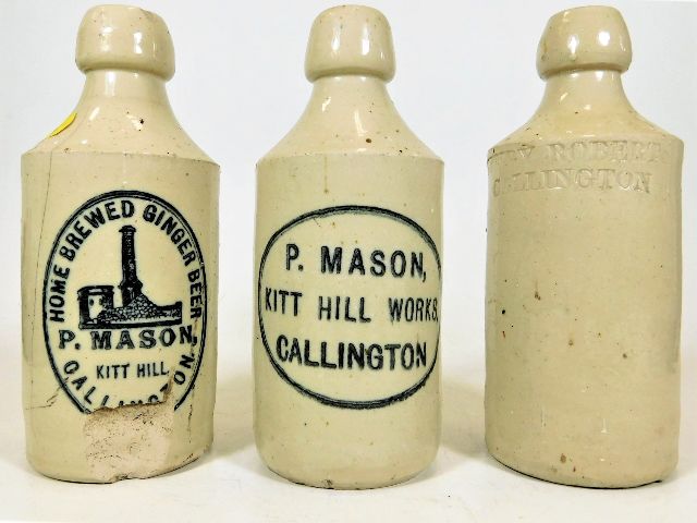 Three as found stoneware ginger beer bottles SOLD £330