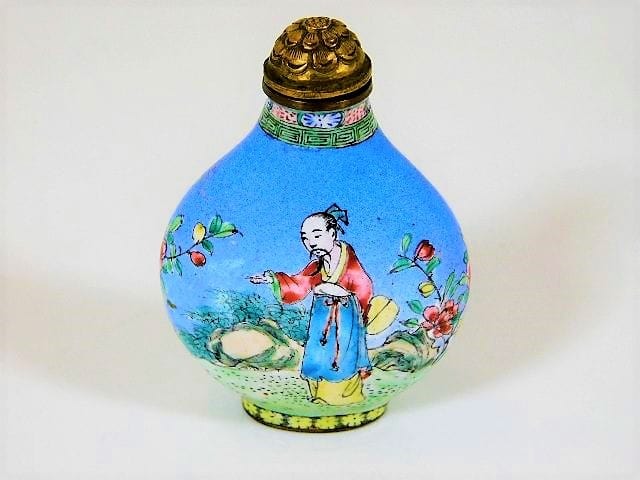 A marked & period c.1830 Cantonese enamelled snuff bottle