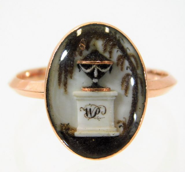 A George III Nathaniel Marchant style memorial ring on rose metal shank SOLD £600