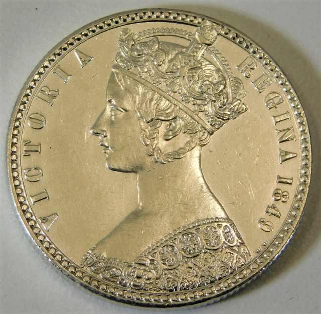 A Victorian silver two shilling coin SOLD £350