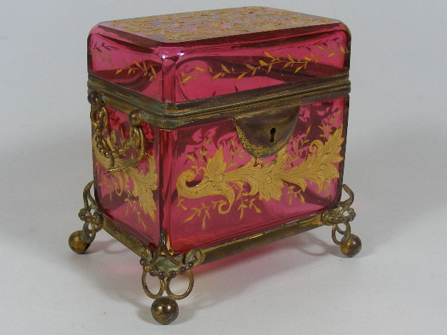 A c.1900 cranberry glass box SOLD £300