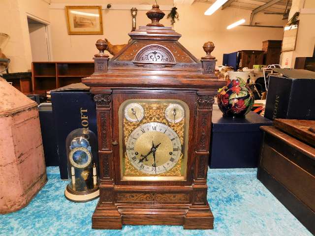 An oak cased German bracket clock SOLD £440