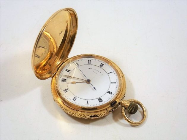 Gold full hunter pocket watch sold £940