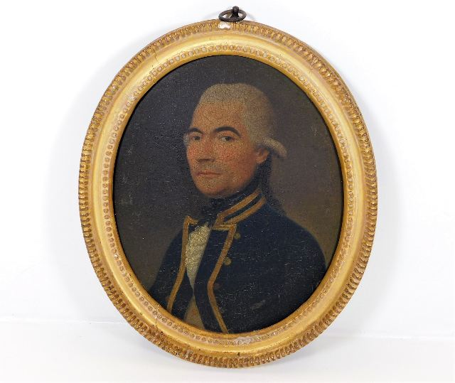 Small 18thC. oil on panel of Royal Navy Captain Ellis SOLD £5150
