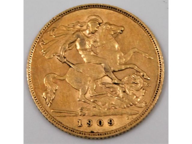 A 1909 Edwardian half gold sovereign SOLD £170