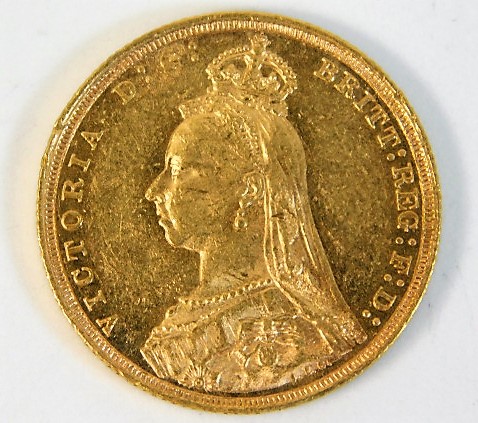 An 1893 Queen Victoria Jubilee Head full gold sovereign SOLD £420