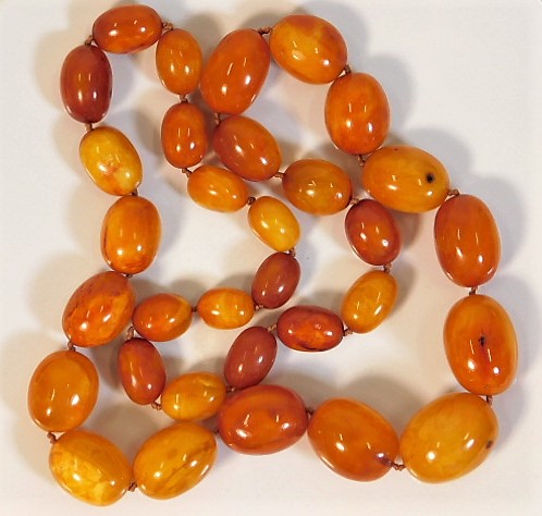 An impressively proportioned antique butterscotch amber beaded necklace SOLD £1400
