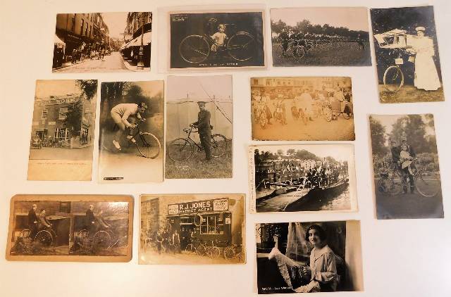 Thirteen postcards, 12 rare ones relating to cycling SOLD £140