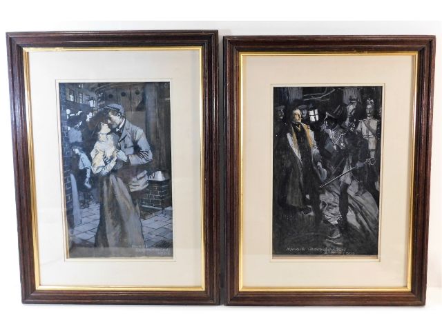 Two oak framed Maurice William Greiffenhagen pen & ink watercolours SOLD £440